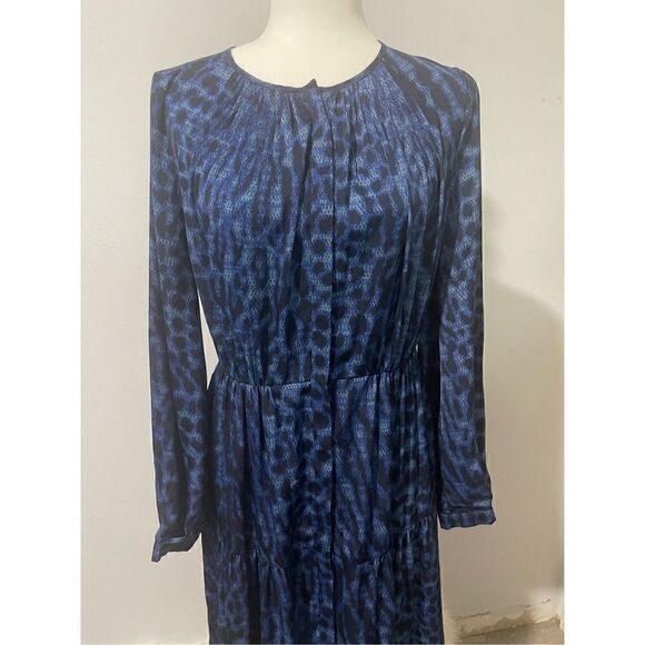 Kobi Halperin poppi long sleeve tiered animal print midi dress S - Picture 3 of 10